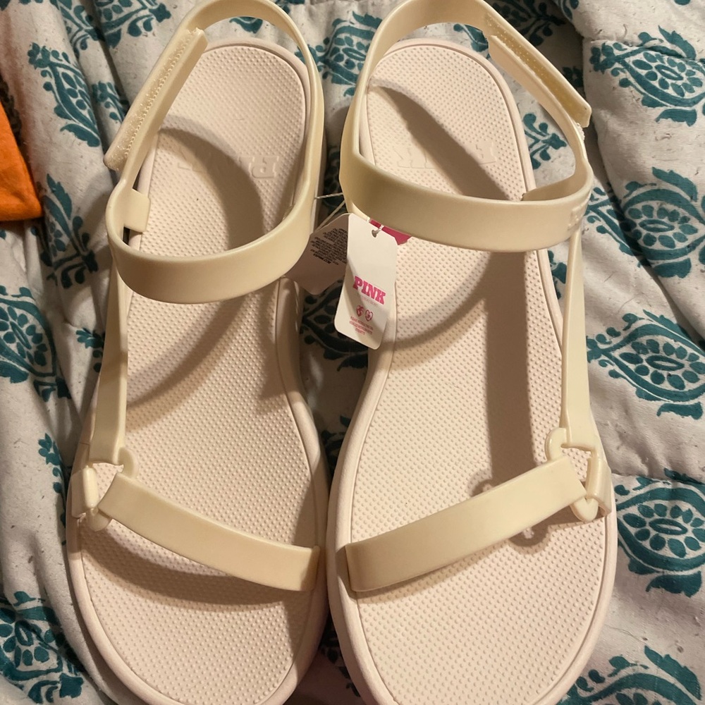 Victoria's Secret Cream Sandals with Adjustable Straps